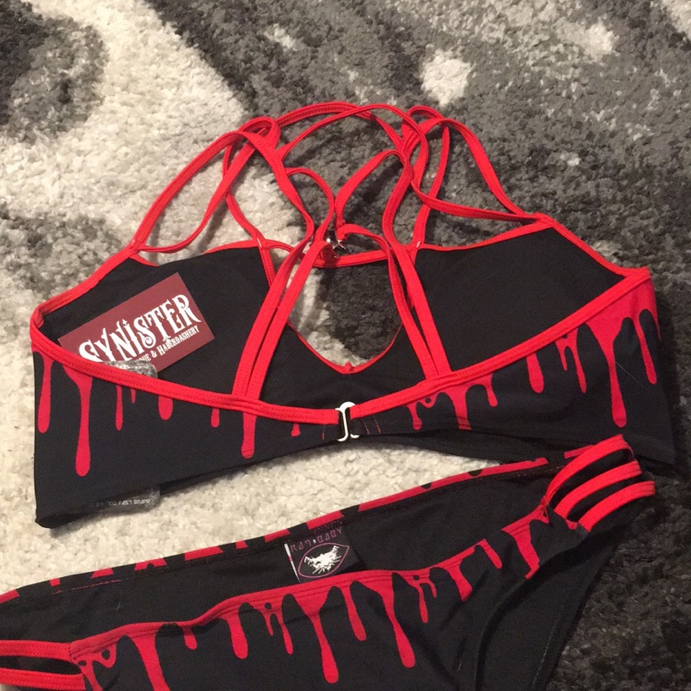 Blood Drip Strappy Penragram Harness Bikini Set ⚰️ - Picture 2 of 3